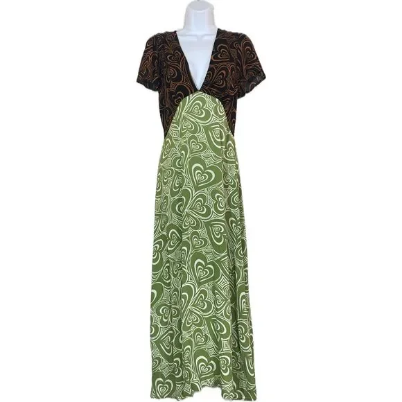 Lisa Says Gah | Dresses | Lisa Says Gah Grace Maxi Dress Brown Green Wild  Hearts Womens Size Medium | Poshmark